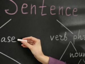 Grammar on chalk board.