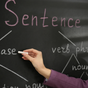 Grammar on chalk board.