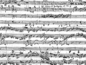 Autograph partiture by the Polish composer Frédéric Chopin for his Trio Op. 8 for piano, violin and cello in G minor, written down in 1829.
